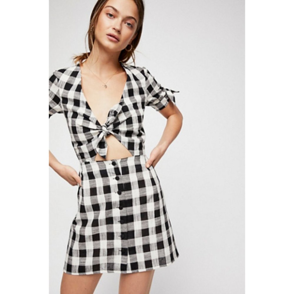 NWT 🌟 Bec & Bridge Gingham Tie Mini Dress - Picture 2 of 5